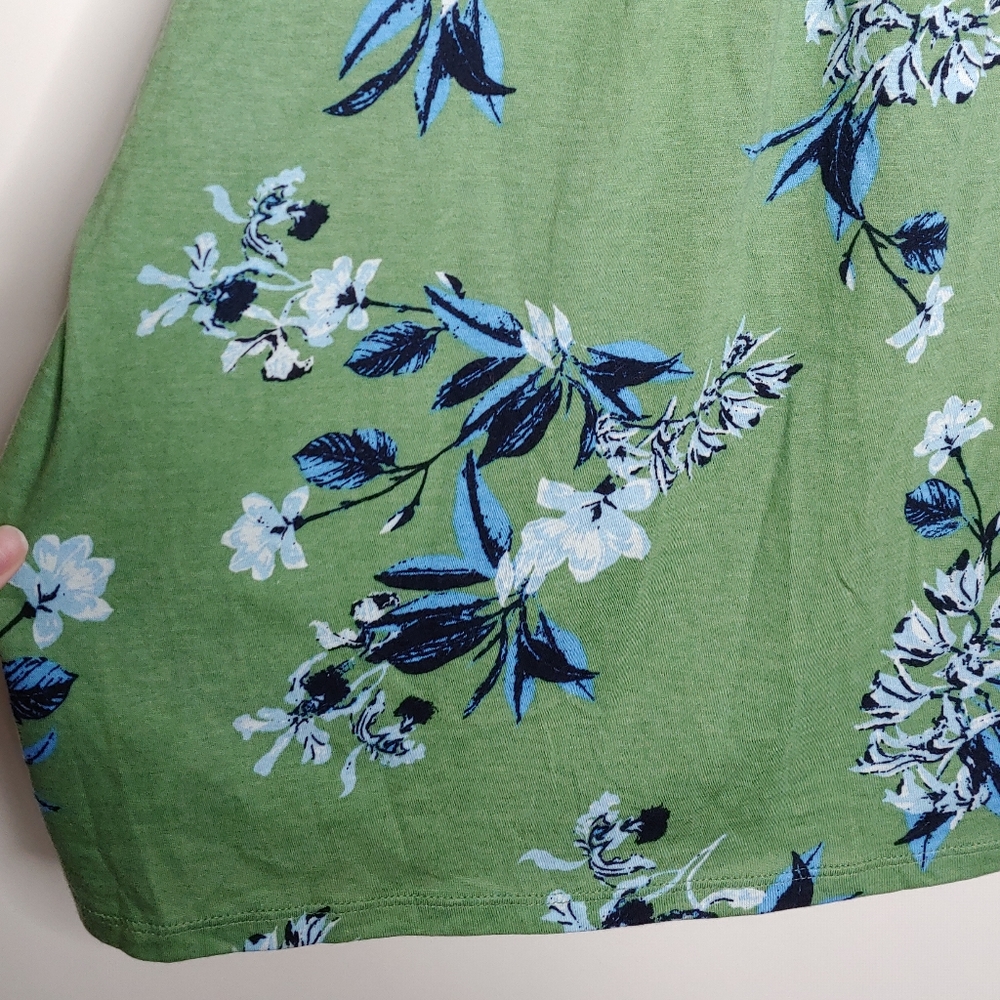 Lucky Brand Green Floral Square Neck Short Sleeve Blouse Size XXL New With Tags - Picture 14 of 16